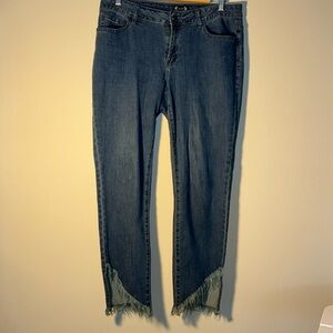 AZI New York Denim Jeans Frayed Cropped Pants Size 8